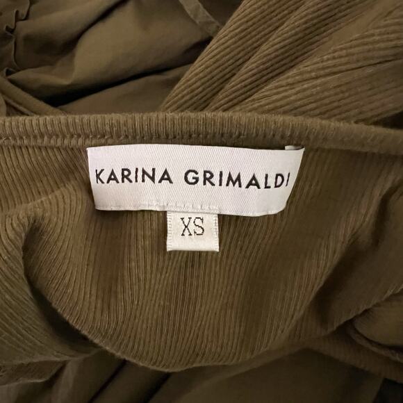 Karina Grimaldi | Rafaela Green Solid Ruffle Ribbed Revolve Tank Midi Dress XS - Picture 13 of 14